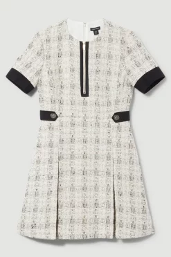 Brand new 🧨 Karen Millen Tweed Zip Detail Aline Mini 👗 Dress - cream ✨ -Karen Millen Outlet store bkk08229 cream xl 3