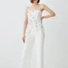 Outlet ⭐ Karen Millen Crystal Embellished Woven Jumpsuit - ivory ⌛