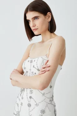 Outlet ⭐ Karen Millen Crystal Embellished Woven Jumpsuit - ivory ⌛ -Karen Millen Outlet store bkk08234 ivory xl 5