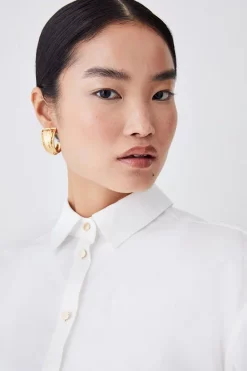 Best reviews of ⌛ Karen Millen Cotton Button Down 👚 Shirt - white ⭐ -Karen Millen Outlet store bkk08247 white xl 2