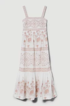 Best Pirce 🎁 Karen Millen Petite Floral & Geo Embroidered Woven Midaxi - stone ⌛ -Karen Millen Outlet store bkk08259 stone xl 3