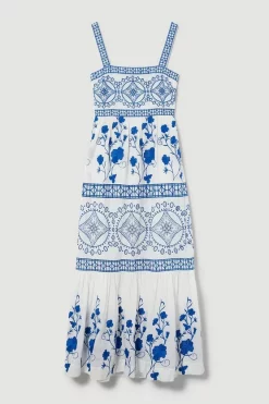 Outlet ⌛ Karen Millen Floral & Geo Embroidered Woven Midaxi ⭐ -Karen Millen Outlet store bkk08260 blue xl 3