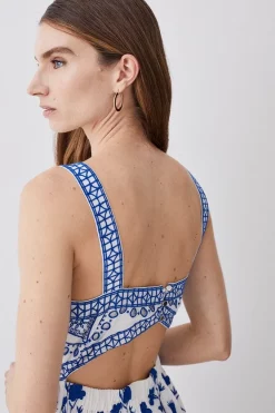 Outlet ⌛ Karen Millen Floral & Geo Embroidered Woven Midaxi ⭐ -Karen Millen Outlet store bkk08260 blue xl 4