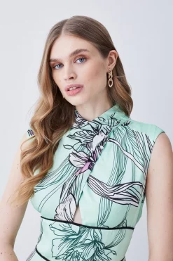 Outlet ⭐ Karen Millen 🔨 Hammered Satin Woven Twist Neck Jumpsuit - green 😀 -Karen Millen Outlet store bkk08262 green xl 4