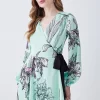 Cheap 🤩 Karen Millen Floral 🔨 Hammered Satin Woven Wrap Mini 👗 Dress - green 🔥 -Karen Millen Outlet store bkk08264 green xl