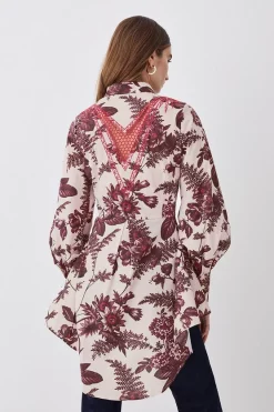 Buy ⭐ Karen Millen Floral Cotton Cutwork And Print Woven 👕 Shirt 💯 -Karen Millen Outlet store bkk08295 floral xl 2