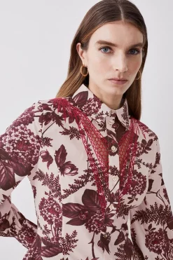 Buy ⭐ Karen Millen Floral Cotton Cutwork And Print Woven 👕 Shirt 💯 -Karen Millen Outlet store bkk08295 floral xl 4