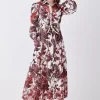 Deals 🥰 Karen Millen Floral Cotton Cutwork And Print Midi 👚 Shirt 👗 Dress 🎉