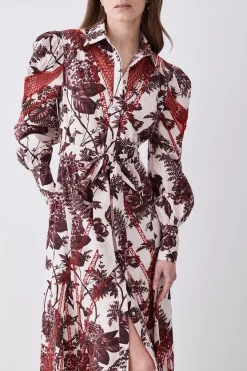 Deals 🥰 Karen Millen Floral Cotton Cutwork And Print Midi 👚 Shirt 👗 Dress 🎉 -Karen Millen Outlet store bkk08309 floral xl 4