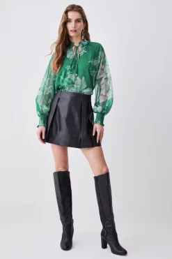 Buy 🤩 Karen Millen Floral Bloom Shirred Detail Woven Blouse - green 🥰 -Karen Millen Outlet store bkk08312 green xl 2