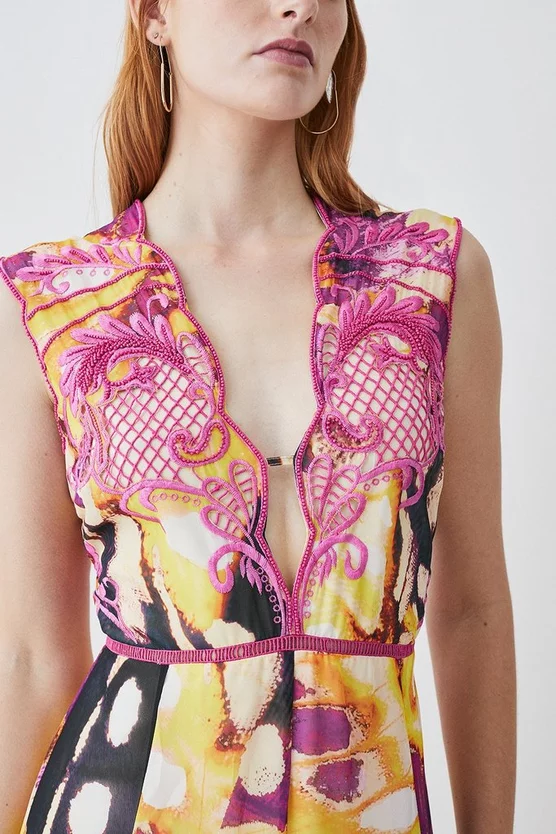 Wholesale ๐ Karen Millen Floral Applique Kimono Woven Maxi ๐ Dress - multi ๐คฉ 4 Wholesale ๐ Karen Millen Floral Applique Kimono Woven Maxi ๐ Dress - multi ๐คฉ - Image 2