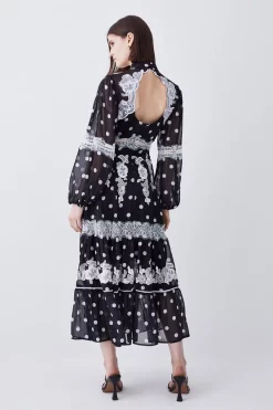 Discount 🤩 Karen Millen Polka Dot Mix Lace & Embroidery Maxi 👗 Dress - black 🥰 -Karen Millen Outlet store bkk08346 black xl 2