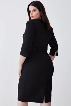 Wholesale ⌛ Karen Millen Plus Size Structured Crepe Strong Shoulder Midi 👗 Dress 🛒 -Karen Millen Outlet store bkk08356 black xl 2