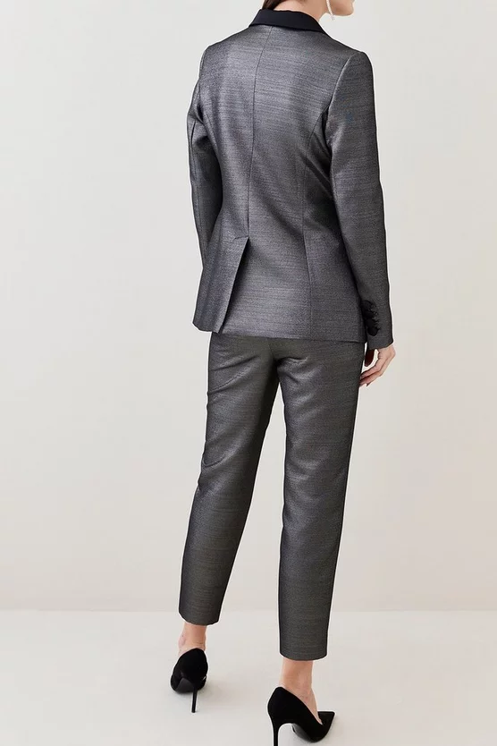 Brand new ๐ Karen Millen Metallic Jacquard Waistband Detail Slim Leg Trouser - gold ๐ 5 Brand new ๐ Karen Millen Metallic Jacquard Waistband Detail Slim Leg Trouser - gold ๐ - Image 3