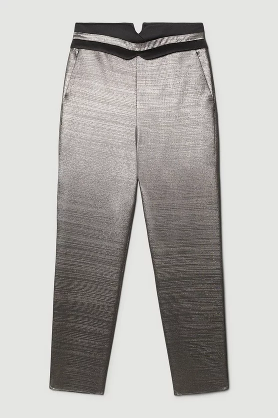 Brand new ๐ Karen Millen Metallic Jacquard Waistband Detail Slim Leg Trouser - gold ๐ 6 Brand new ๐ Karen Millen Metallic Jacquard Waistband Detail Slim Leg Trouser - gold ๐ - Image 4