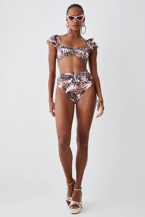 Best Sale ❤️ Karen Millen Butterfly Print Ruffle 👙 Bikini Top With Detachable Straps - multi 😍 4 Best Sale ❤️ Karen Millen Butterfly Print Ruffle 👙 Bikini Top With Detachable Straps - multi 😍 - Image 2