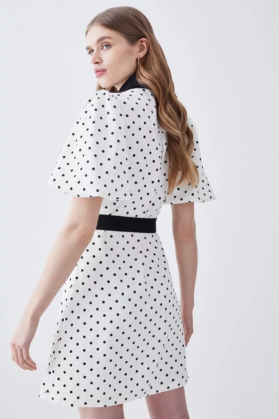 Outlet โจ Karen Millen Pin Dot Twill Belted Mini ๐ Dress - mono ๐ 5 Outlet โจ Karen Millen Pin Dot Twill Belted Mini ๐ Dress - mono ๐ - Image 3