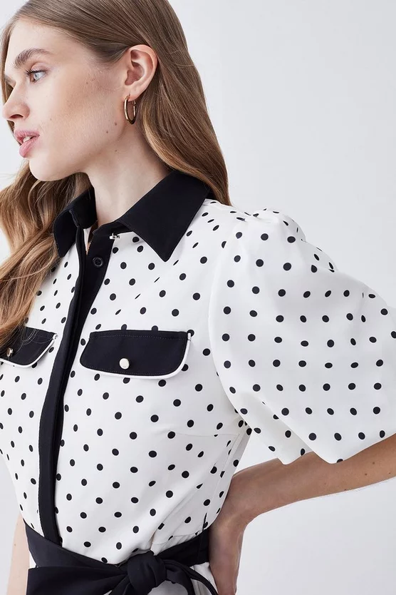 Outlet โจ Karen Millen Pin Dot Twill Belted Mini ๐ Dress - mono ๐ 7 Outlet โจ Karen Millen Pin Dot Twill Belted Mini ๐ Dress - mono ๐ - Image 5