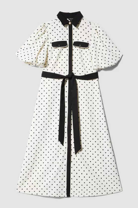 Best deal ๐ Karen Millen Pin Dot Twill Belted Midi ๐ Dress - mono ๐ 6 Best deal ๐ Karen Millen Pin Dot Twill Belted Midi ๐ Dress - mono ๐ - Image 4