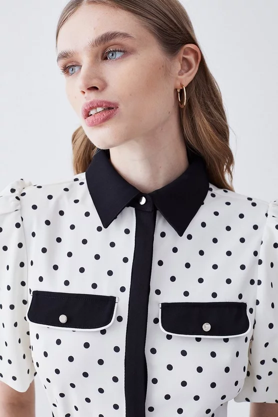 Best deal ๐ Karen Millen Pin Dot Twill Belted Midi ๐ Dress - mono ๐ 7 Best deal ๐ Karen Millen Pin Dot Twill Belted Midi ๐ Dress - mono ๐ - Image 5