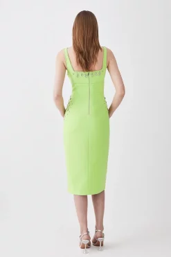 Buy 🔔 Karen Millen Embellished Stretch Woven Midi 👗 Dress 🔔 -Karen Millen Outlet store bkk08455 apple20green xl 2