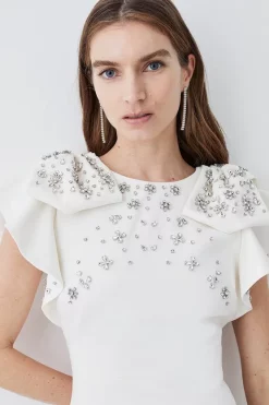 Coupon 🌟 Karen Millen Tall Embellished Stretch Woven Midi 👗 Dress - mono 🔔 -Karen Millen Outlet store bkk08460 mono xl 4