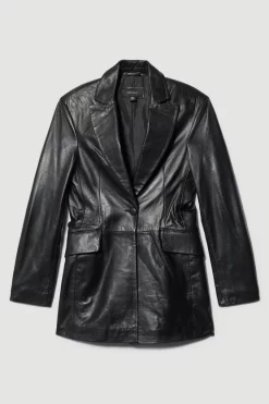 Best Sale 😀 Karen Millen Leather Strong Shoulder Blazer Jacket 👏 12 Best Sale 😀 Karen Millen Leather Strong Shoulder Blazer Jacket 👏 -Karen Millen Outlet store bkk08495 black xl 3