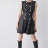 Best Pirce ⭐ Karen Millen Leather Military Button Flippy Mini 👗 Dress ✔️ -Karen Millen Outlet store bkk08497 black xl