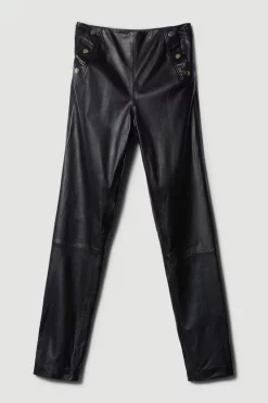 Best deal 🛒 Karen Millen Leather Button Pocket Detail Zip Hem Slim Leg 😍 -Karen Millen Outlet store bkk08499 black xl 3