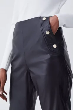 Best deal 🛒 Karen Millen Leather Button Pocket Detail Zip Hem Slim Leg 😍 -Karen Millen Outlet store bkk08499 black xl 4