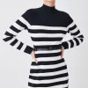 Best Pirce 🤩 Karen Millen Petite Stripe Rib Knit Belted Mini 👗 Dress 😉 -Karen Millen Outlet store bkk08510 stripe xl