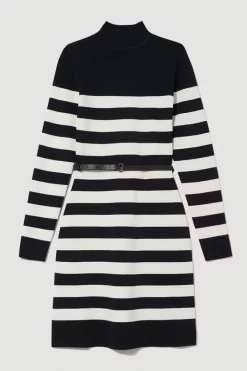 Best Pirce 🤩 Karen Millen Petite Stripe Rib Knit Belted Mini 👗 Dress 😉 -Karen Millen Outlet store bkk08510 stripe xl 3