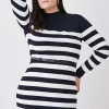 New 🛒 Karen Millen Plus Size Stripe Rib Knit Belted Mini 👗 Dress 🤩 -Karen Millen Outlet store bkk08511 stripe xl