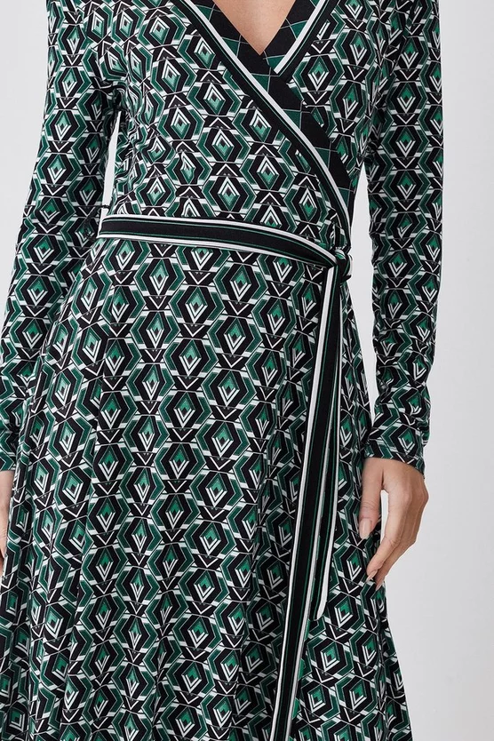 Best deal โค๏ธ Karen Millen Petite Wrap Front Viscose Blend Jersey Midi ๐ Dress - geo ๐ 4 Best deal โค๏ธ Karen Millen Petite Wrap Front Viscose Blend Jersey Midi ๐ Dress - geo ๐ - Image 2