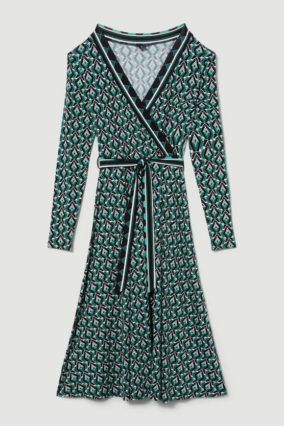 Best deal โค๏ธ Karen Millen Petite Wrap Front Viscose Blend Jersey Midi ๐ Dress - geo ๐ 6 Best deal โค๏ธ Karen Millen Petite Wrap Front Viscose Blend Jersey Midi ๐ Dress - geo ๐ - Image 4