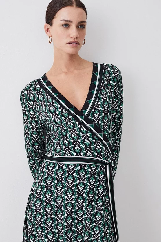 Best deal โค๏ธ Karen Millen Petite Wrap Front Viscose Blend Jersey Midi ๐ Dress - geo ๐ 7 Best deal โค๏ธ Karen Millen Petite Wrap Front Viscose Blend Jersey Midi ๐ Dress - geo ๐ - Image 5
