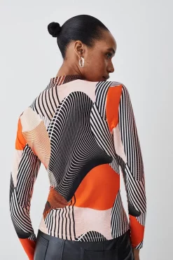 Best Sale ✨ Karen Millen Printed Long Sleeve Viscose Blend Keyhole Cut Out Jersey Top 🎉 11 Best Sale ✨ Karen Millen Printed Long Sleeve Viscose Blend Keyhole Cut Out Jersey Top 🎉 -Karen Millen Outlet store bkk08517 orange xl 2