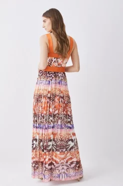 Discount ⌛ Karen Millen Top Stitch Pleated Mixed Animal Detail Woven Midi 👗 Dress 🔥 -Karen Millen Outlet store bkk08539 animal xl 2