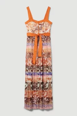 Discount ⌛ Karen Millen Top Stitch Pleated Mixed Animal Detail Woven Midi 👗 Dress 🔥 -Karen Millen Outlet store bkk08539 animal xl 3