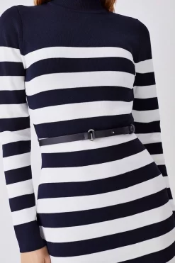 Flash Sale 😍 Karen Millen Tall Stripe Rib Knit Belted Mini 👗 Dress ✨ -Karen Millen Outlet store bkk08556 stripe xl 4