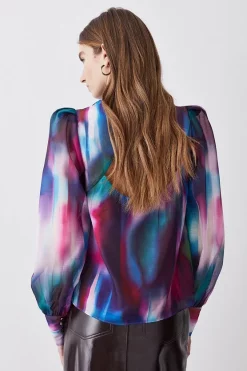 Hot Sale 👏 Karen Millen Marbled Floral Organdie Blouse - black 🥰 -Karen Millen Outlet store bkk08582 black xl 2