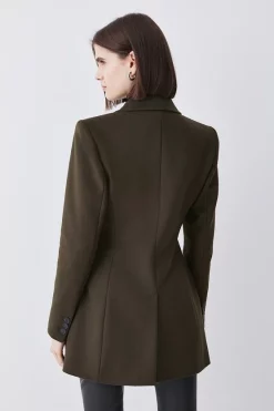 Deals ✨ Karen Millen Italian Virgin Wool Double Breast Short 🧥 Coat - khaki 🛒 -Karen Millen Outlet store bkk08589 khaki xl 2