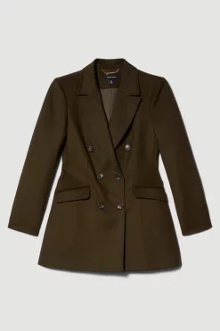 Deals ✨ Karen Millen Italian Virgin Wool Double Breast Short 🧥 Coat - khaki 🛒 -Karen Millen Outlet store bkk08589 khaki xl 3