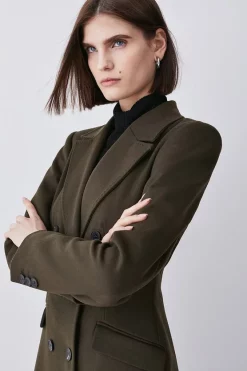 Deals ✨ Karen Millen Italian Virgin Wool Double Breast Short 🧥 Coat - khaki 🛒 -Karen Millen Outlet store bkk08589 khaki xl 4