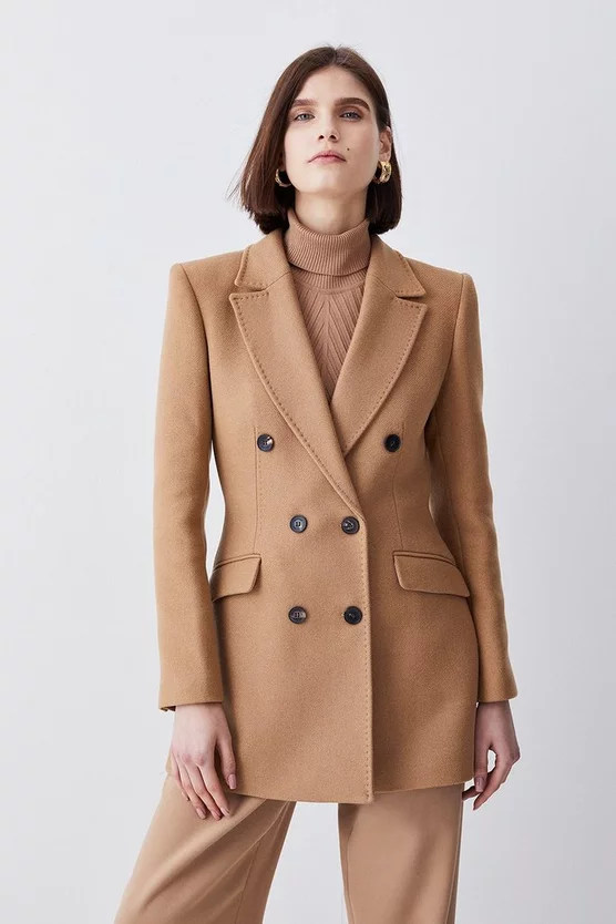 New ๐ Karen Millen Italian Virgin Wool Double Breasted Short ๐งฅ Coat - camel ๐ 3 New ๐ Karen Millen Italian Virgin Wool Double Breasted Short ๐งฅ Coat - camel ๐