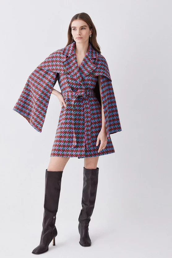 Outlet ⭐ Karen Millen Italian Bright Boucle Short Cape 🧥 Coat - multi 👏 4 Outlet ⭐ Karen Millen Italian Bright Boucle Short Cape 🧥 Coat - multi 👏 - Image 2