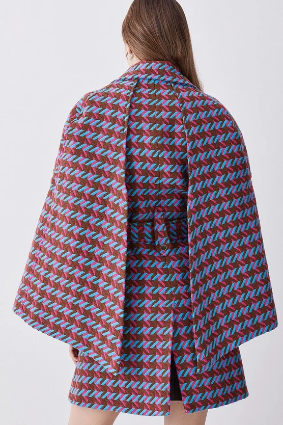 Outlet ⭐ Karen Millen Italian Bright Boucle Short Cape 🧥 Coat - multi 👏 5 Outlet ⭐ Karen Millen Italian Bright Boucle Short Cape 🧥 Coat - multi 👏 - Image 3