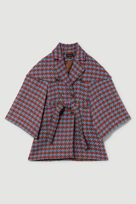 Outlet ⭐ Karen Millen Italian Bright Boucle Short Cape 🧥 Coat - multi 👏 6 Outlet ⭐ Karen Millen Italian Bright Boucle Short Cape 🧥 Coat - multi 👏 - Image 4
