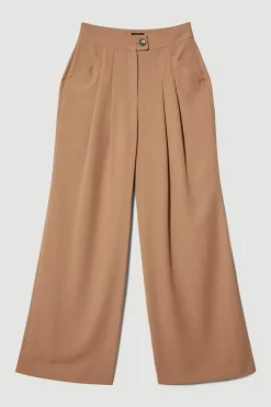 New 🧨 Karen Millen Soft Twill Button Wide Leg Trouser - camel 😍 -Karen Millen Outlet store bkk08614 camel xl 3