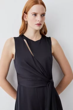 Wholesale 🧨 Karen Millen Soft Tie Knotted Wide Leg Jumpsuit - black ⌛ -Karen Millen Outlet store bkk08616 black xl 4
